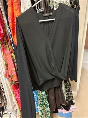 Generation Love Black Draped Wrap Blouse